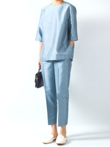 เสื้อเชิ้ตไหมพู่กันฤดูร้อนสำหรับผู้หญิงไซส์ใหญ่ แขนยาวครึ่งตัว ทรงหลวม ทรงคลาสสิก สไตล์เรียบง่าย เสื้อเชิ้ตไหมสองห้อง