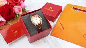 Box Exclusive Jam Tangan Aigner Bungkuk Classic VA-976NR / Jam Tangan Fashion Wanita Tali Kulit Diameter 32 cm