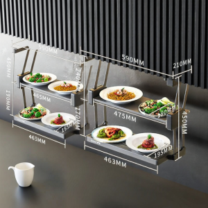 Cool Kitchen Storage Rack Foldable Dining Prep Rack Pot Sauce Bowl Holder under Cabinet Pull down Wall Mounted Aluminum Shelf