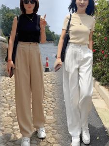 Linen Lyocell Casual Wide Leg Pants High Waist Loose Fit Thin Summer New Style Womens Fashion Commute Style Pocket Detail