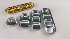 5Pcs Korean Sauce Plate Stainless Steel Seasoning Dish Separate Plates Dip Bowl