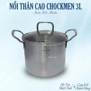 NỒI INOX 304 THÂN CAO 18cm CHOCKMEN 3L