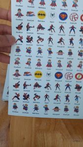 Sticker khen chữ Tiếng anh HÌNH NGƯỜI NHỆN - Combo 40k 5 tờ A4 x 129 sticker