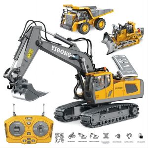 2.4G Remote Control Excavator Dump Truck RC Model Car Toy Professional Alloy Plastic Simulation Construction Vehicle for Kid