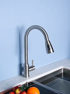 (VÒI RÚT) Vòi Rửa Chén Bát Nóng Lạnh lạnh dây rút cao cấp tặng kèm đôi dây cấp nước inox