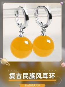 Elegant Silver Earrings Luxury Green Jade Agate Hoops Womens Fashion Jewelry Fresh out Retro Court Style Pure Silver Pendant