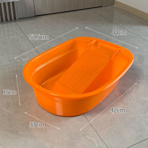 Thickened One-Piece Laundry Tub with Built-In Scrub Board Multi-Use Laundry Basin Large Size Cloth Washing Scrub Basin