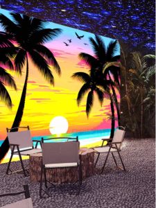 BIHUADASHI | Glowing Background Wallpaper for KTV Coconut Tree Beach Style
