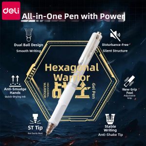 deli | Quick-Drying Silent Click Smooth Writing Dual Ball ST Tip Pens
