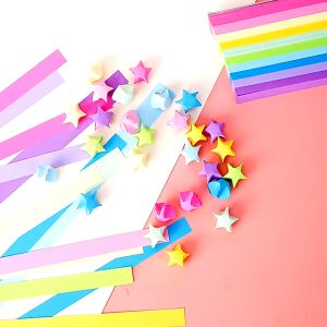 VK 540/380PCS Colorful Paper Stars Origami DIY Paper Strips Fold Hand Crafts Lucky Star Decoration Stationary