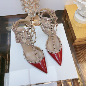 รองเท้าแตะส้นสูงหัวแหลม V-Home สำหรับผู้หญิง ทรงหัวแหลม สายรัดหัวเข็มขัด หนังวัวชั้นบน ส้นสูงพิเศษ รองเท้าแตะส้นแบนแบบสวมสบาย