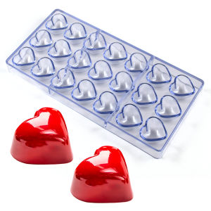 1Pcs Chocolate Mold Polycarbonate Heart Shape Candy Confectionery Mold Baker Valentines Day Baking Pastry Tools