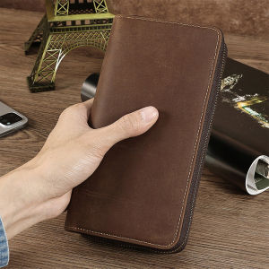 BANYANU Large Capacity Men Long Wallet Original Anti RFID Cow Genuine Leather Phone Handbag for Men Business Travel