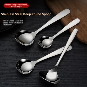 ZHIZHOU | Deep Round Stainless Steel Spoons for Hotel and High-end Western Restaurants