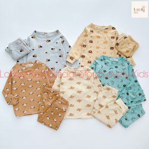 Đồ Bộ Quần Áo Thu Đông Dài Tay Cho Bé Trai Bé Gái 8-18kg [Deal Sốc] Set Bộ Len Tăm Tay Dài Cho Bé Trai Gái LEN TĂM IN Lovely Kids Official Store