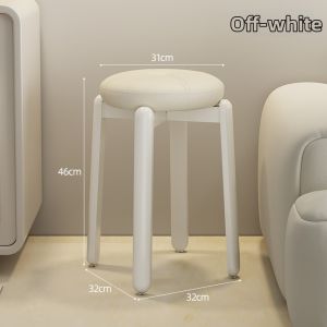 Cream Style Makeup Stool Real Wood Thickened