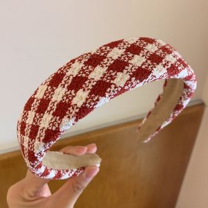 Red Anti-Slip Wide Edge Hairband Womens Autumn Winter High Hairline Hair Clip Daily Outdoor Wear Headwear Fashion Accessories