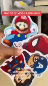 50 PCS AMPLOP 3D SUPER HERO CAMPUR MOTIF AMPLOP IDUL FITRI NATAL TAHUN BARU IMLEK LEBARAN