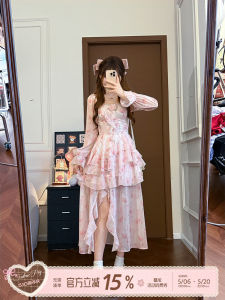 Gentle Pink Floral Long Sleeve Dress