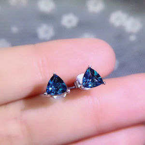 Intense Blue London Topaz Simulated Sterling Silver Earrings