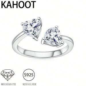 925 silver heart-shaped 2 carat moissanite adjustable ring is fashionable and simple suitable for daily life and wedding