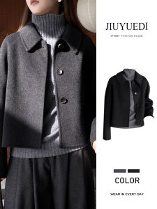 Elegant Cashmere Coat Womens High Collar Sweater Autumn Winter New Arrival Fashion Set round Button Long Sleeve Knitwear