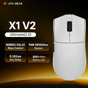 ATK | ATK X1 V2 Ultimate 2.0 E-Sport Mouse Wireless PAW3950Ultra Lightweight 0.181ms Low Latency Dual Mode 8K Return Rate TTC