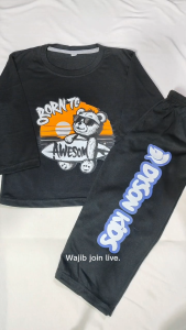 Setelan Lengan Panjang Piyama Distro Anak Laki Laki Karakter Bear Awesome Kekinian Usia 1 - 10 tahun