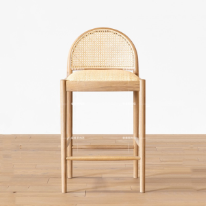 Shanghai Southeast Asia Modern Minimalist Solid Wood Rattan Living Room Restaurant and Tea House Kitchen Island Model Room Dining Chair Barstool