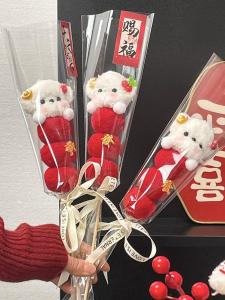 Handmade Candy Cane Twist Sticks Dog Flower Bouquet Creative Gift for Girls Childrens Day Activities Graduation Season