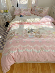 Pure Cotton Skin-friendly Bedding Set Vintage Sweet Heart Design Dormitory All Cotton Sheets Quilt Cover Pillowcase Pillow