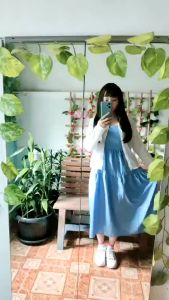 Gaun Tali Pundak Lepas MIDI TIED DRESS Tanpa Lengan