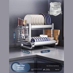 ZHIZHOU | New Stainless Steel Dish Rack Multi-Functional Utensil Organizer