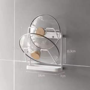 Kitchen Rack Pot Cover Rack Shelf Wall-mounted Punch-free Storage Rack Chopping Board Rack Cutting Board Rack