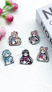 Bandai | Bộ 5 Thủy Thủ Sao Mộc Hoạt Hình Thổ Cẩm Men Pin Huy Hiệu Kim Loại Trang Sức Thời Trang Cho Quần Áo Ba Lô Quà Tặng Cho Bạn Bè