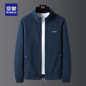ROMON | Lormen Mens Fleece-lined Hoodie Spring Autumn Winter Outdoor Thick Warm Lamb Velvet Jacket Fashionable Youth Polyester Fiber