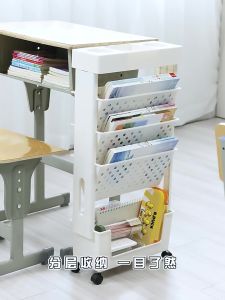 🇸🇬 ReadyStock - Bookshelf Storage Shelf Side Table with wheels Book Stationery Storage Rack kids Learning Storage Rack Desk Side Storage Rack Bookshelf Side Table With Wheels Book Stationery Student Organizer Portable Lightweight