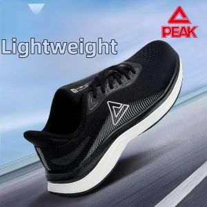 PEAK | Spring New Black Mesh Lightweight Shock Absorbing Soft Sole Running Shoes