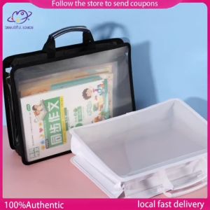 1PC transparent file bag A4 large capacity storage bag students bag homework bag information book paper bag out office double file bag