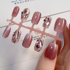 Handmade Nail Tips 30 Pcs Set Artificial Nails Wearable False Nails Cat Design Nail Stickers Beauty Salon Supplies