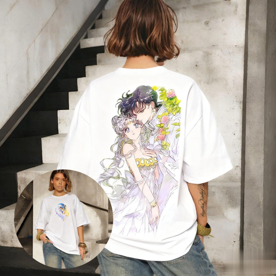 Bandai | Oversized Streetwear Sailor Moon Anime Graphic T-shirt Men Women Short Sleeve Tee Summer Trendy Casual Tops Y2k Clothes Kawaii