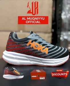 SEPATU RUNNING KASUAL/SEPATU LARI SPECIAL MOTIF ABU MERAH LIS ORANGE