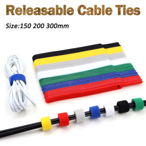 50/100Pcs Reusable Hook Loop Cable Ties 150 200 300mm Self-Adhesive Nylon Straps Bundle Wrap Zip Fastener Belt Wires Organiser