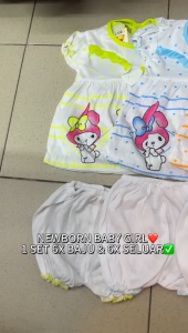 NEWBORN BABY GIRL 1 SET 6X PASANG/PAIR COTTON/BAJU BABY SET WITH FREE GIFTS READY STOCK