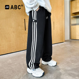 Thickened Fleece Childrens Sports Pants for Boys Ages 6-14 Loose Fit Comfortable Cotton Casual Trousers Autumn Winter Wear