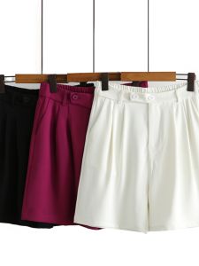 2023 Summer Ladies New Casual Pants High Waist Slim Looking Two Buttons Drape Wide-Leg Suit Pants Plus Size Shorts