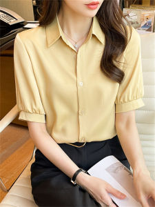 Elegant Satin Womens Shirt Design Sensation Small Audience Professional French Vintage Top Short Sleeve Summer Blouse