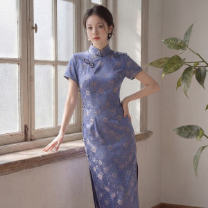 Blue Print Elegant Chinese Style New 2026 Dress