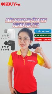 Máy massage cầm tay súng matxa cầm tay súng massage cầm tay mini Nikio NK-173 - 7 loại đầu massage 6 cường độ tích hợp đầu nhiệt nóng - Chính Hãng