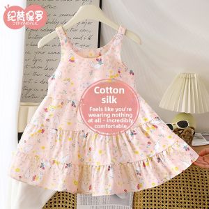 Summer New Style Strap Floral Cotton Princess Sleeveless Dress
